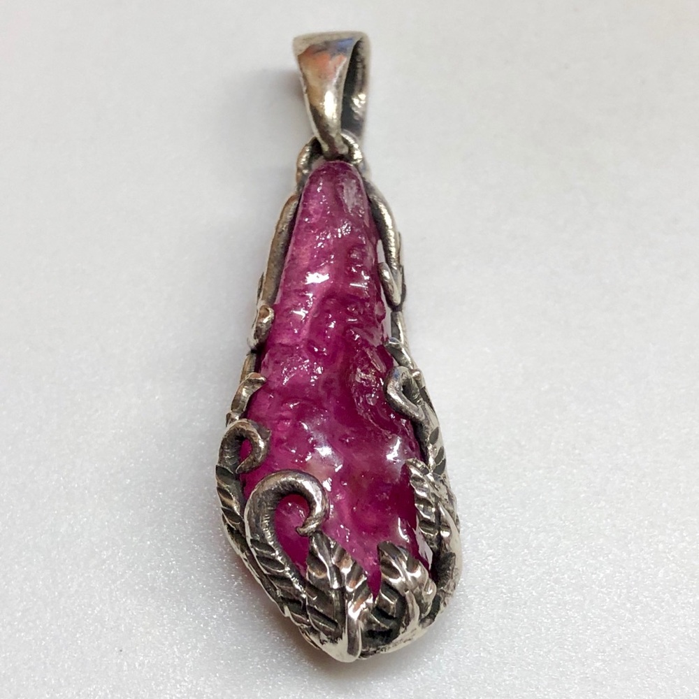 Art Handmade 925 32ct Nat Rubellite Tourmaline Pen